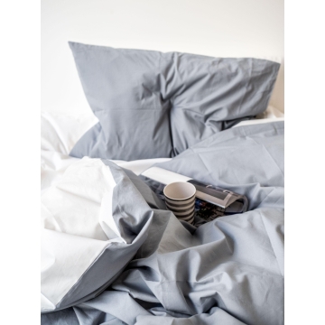 Percale Duvet Cover – fine organic cotton – White & Grey – Sizes available from
